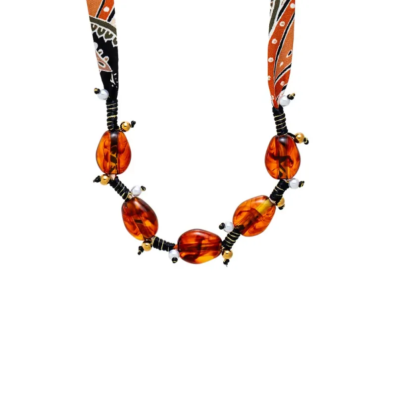 Cognac Bandana Statement Necklace sold by Adina Eden's