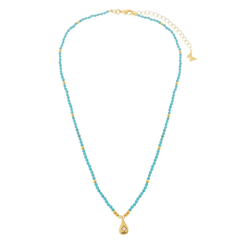 Turquoise Beaded Teardrop Pendant Necklace sold by Adina Eden's product image thumbnail 2
