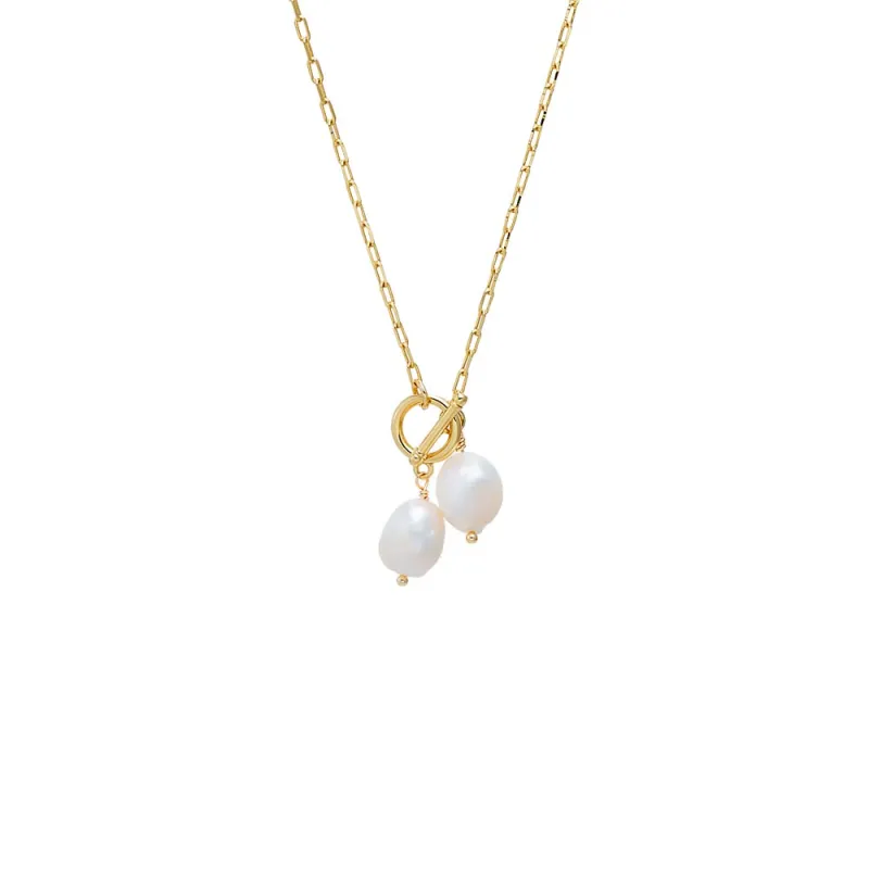 Twin Pearl Toggle Necklace sold by Adina Eden's