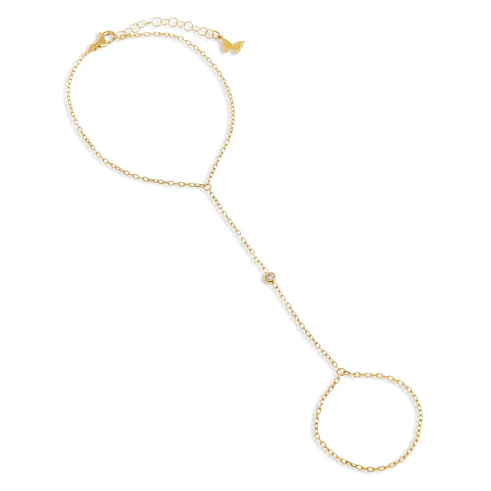 CZ Mini Bezel Hand Chain sold by Adina Eden's