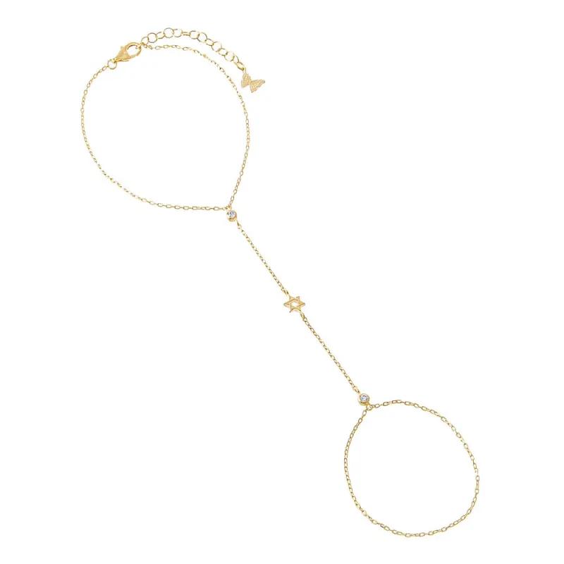 CZ Bezel Star Of David Hand Chain sold by Adina Eden's