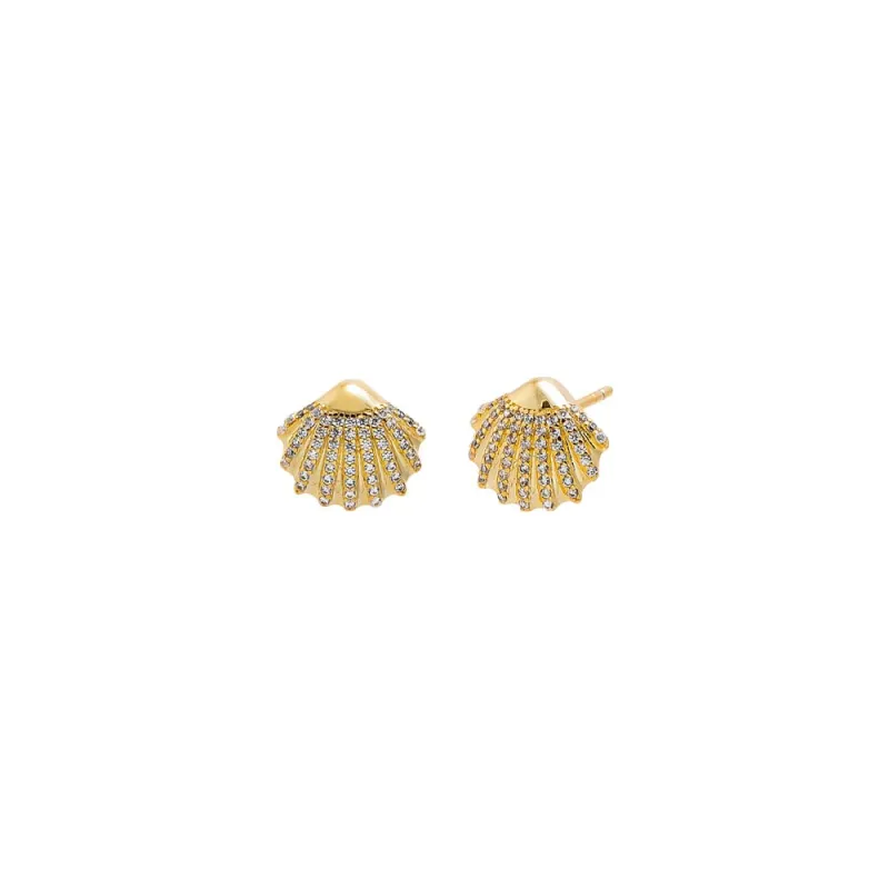 Pavé Seashell Stud Earring sold by Adina Eden's