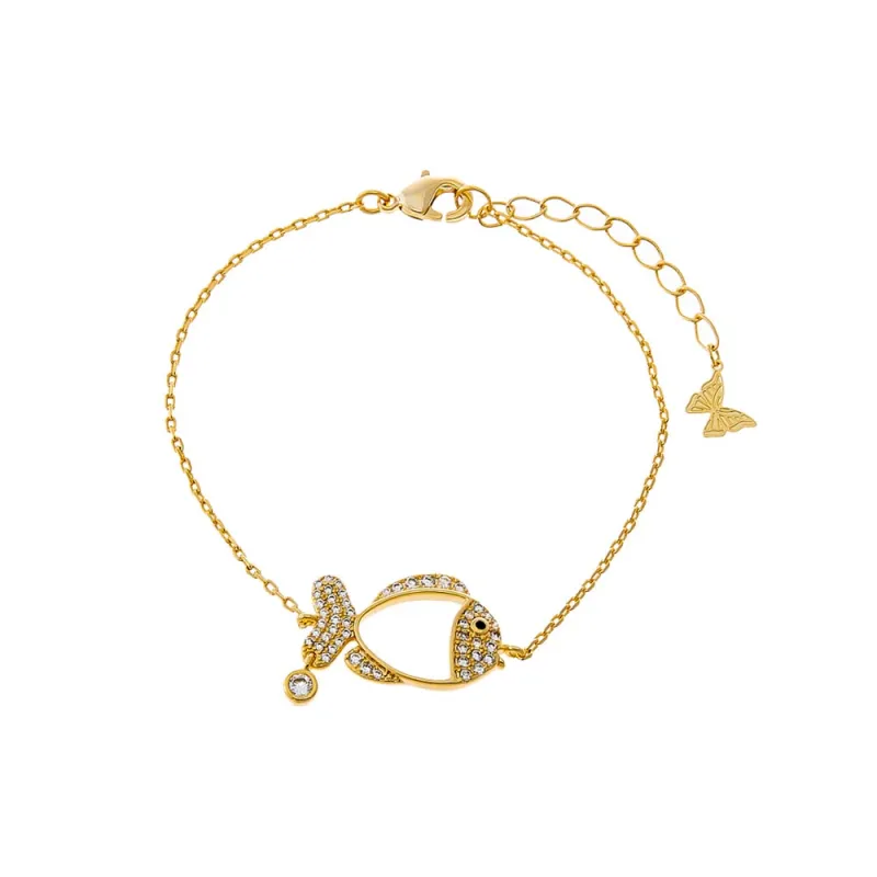 Dainty Fish Charm Bracelet sold by Adina Eden's