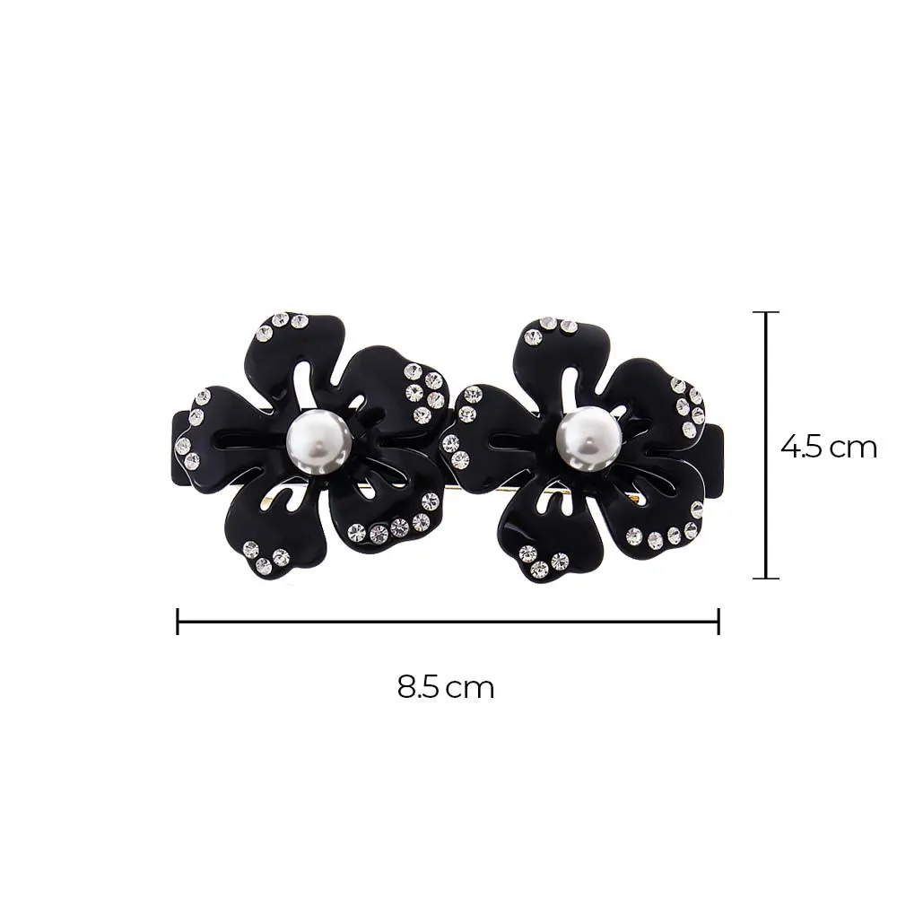 Black Double Cutout Flower Hair Barrette sold by Adina Eden's product image thumbnail 2