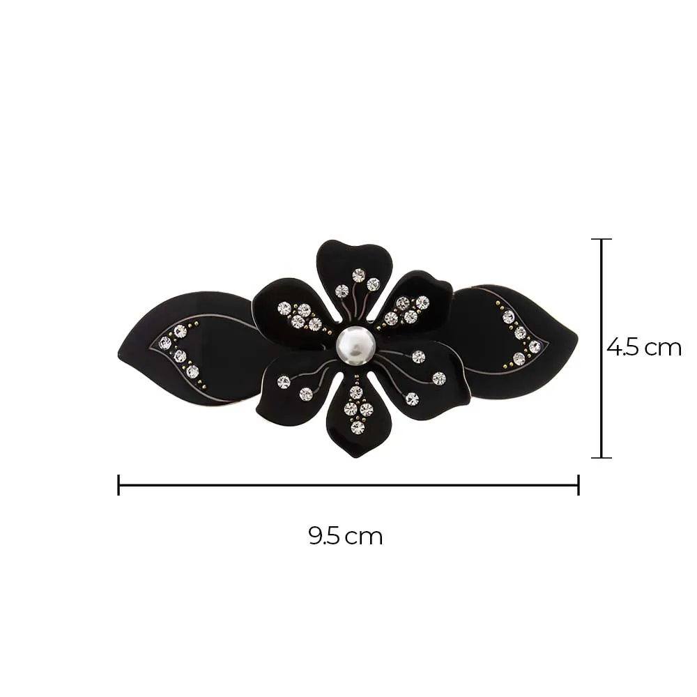 Colored Rhinestone & Pearl Center Flower Hair Barrette sold by Adina Eden's product image thumbnail 4