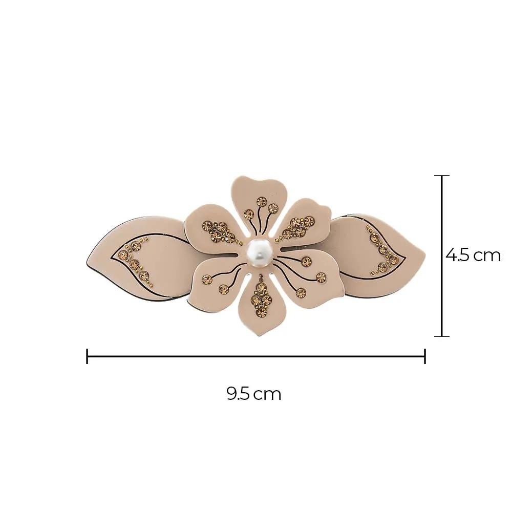 Colored Rhinestone & Pearl Center Flower Hair Barrette sold by Adina Eden's product image thumbnail 2