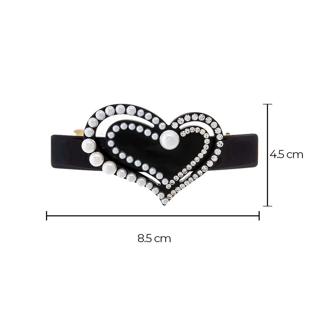 Pearl & Rhinestone Cutout Heart Barrette sold by Adina Eden's product image thumbnail 4