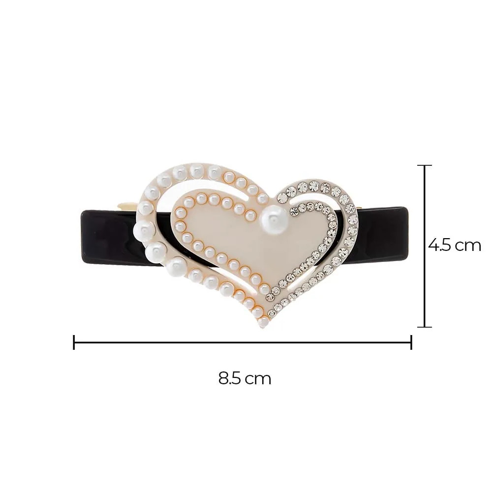 Pearl & Rhinestone Cutout Heart Barrette sold by Adina Eden's product image thumbnail 2