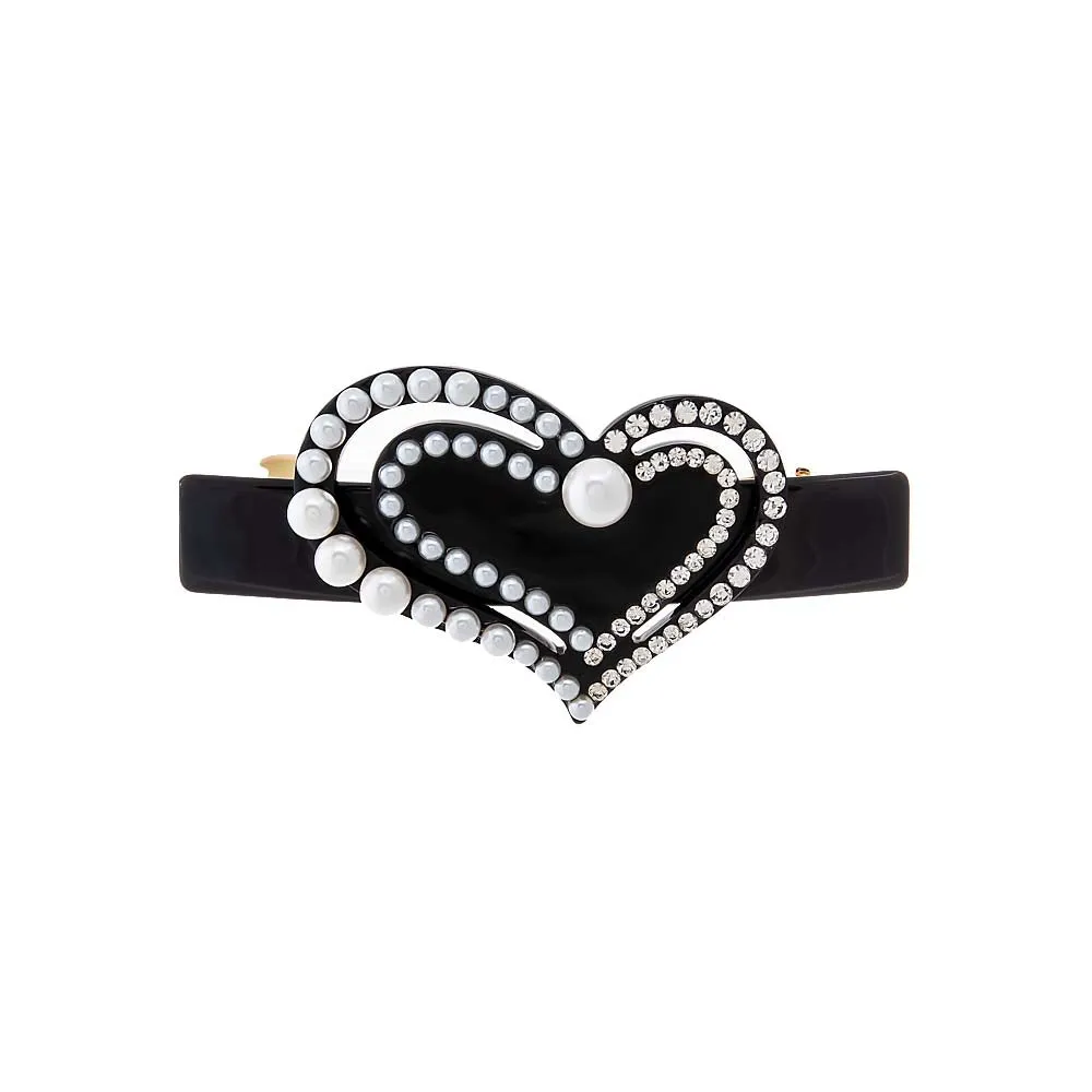 Pearl & Rhinestone Cutout Heart Barrette sold by Adina Eden's product image thumbnail 3