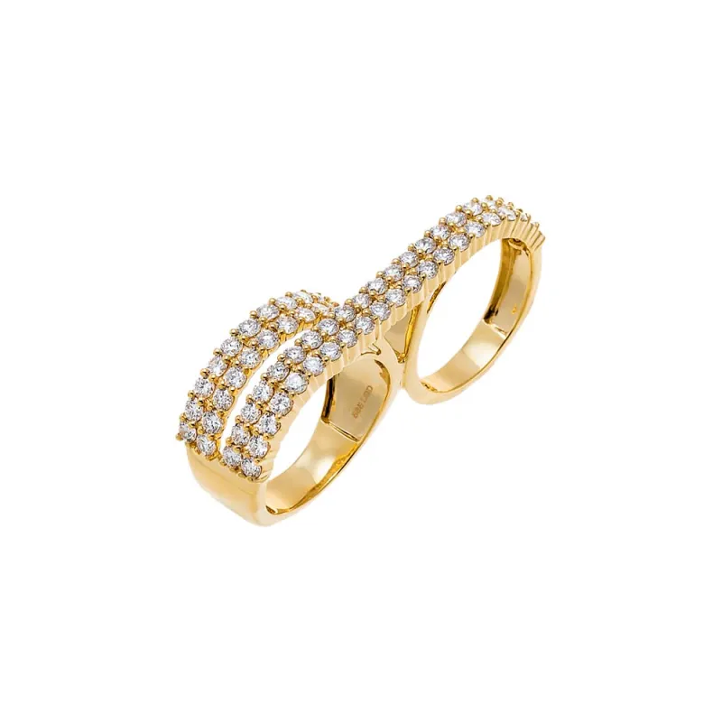 Lab Grown Diamond Double Finger Ring 14K sold by Adina Eden's