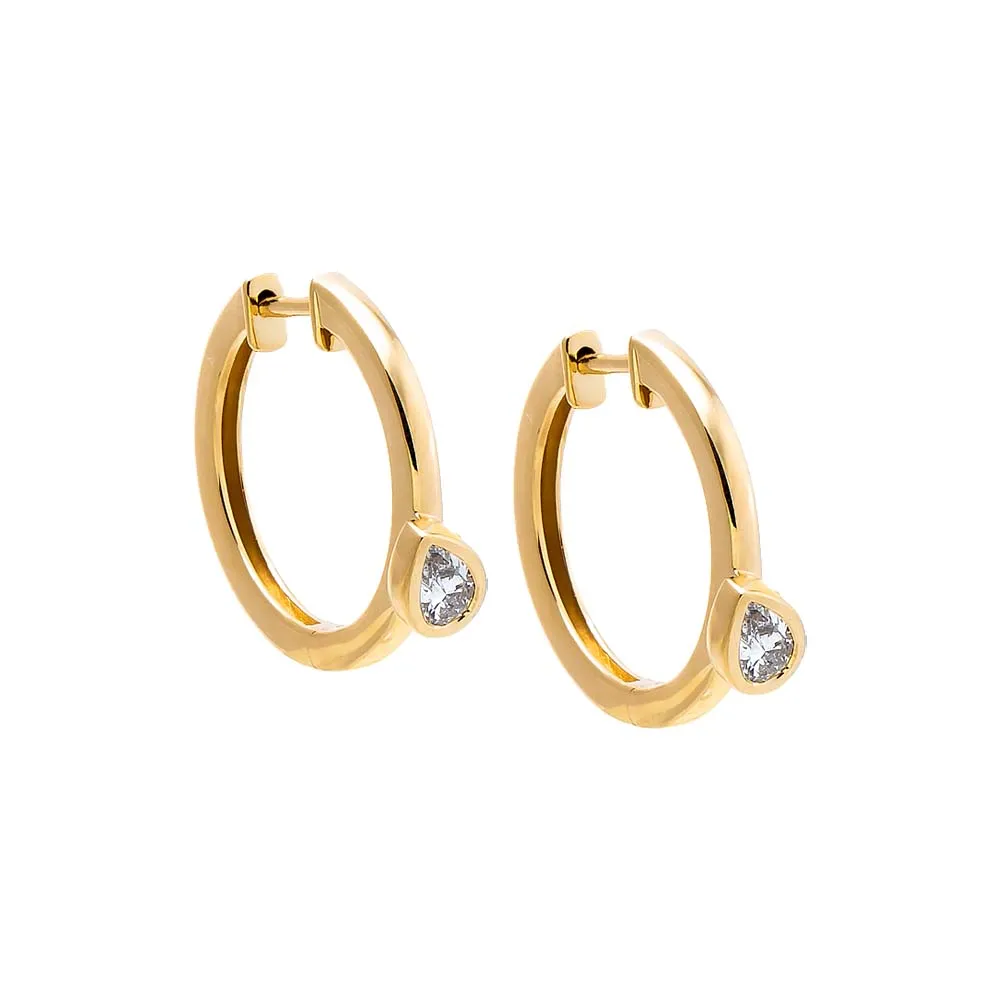 Lab Grown Diamond Pear Sideway Accented Huggie Earring 14K sold by Adina Eden's