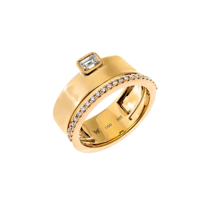 Lab Grown Diamond Emerald Wide Band Ring 14K sold by Adina Eden's