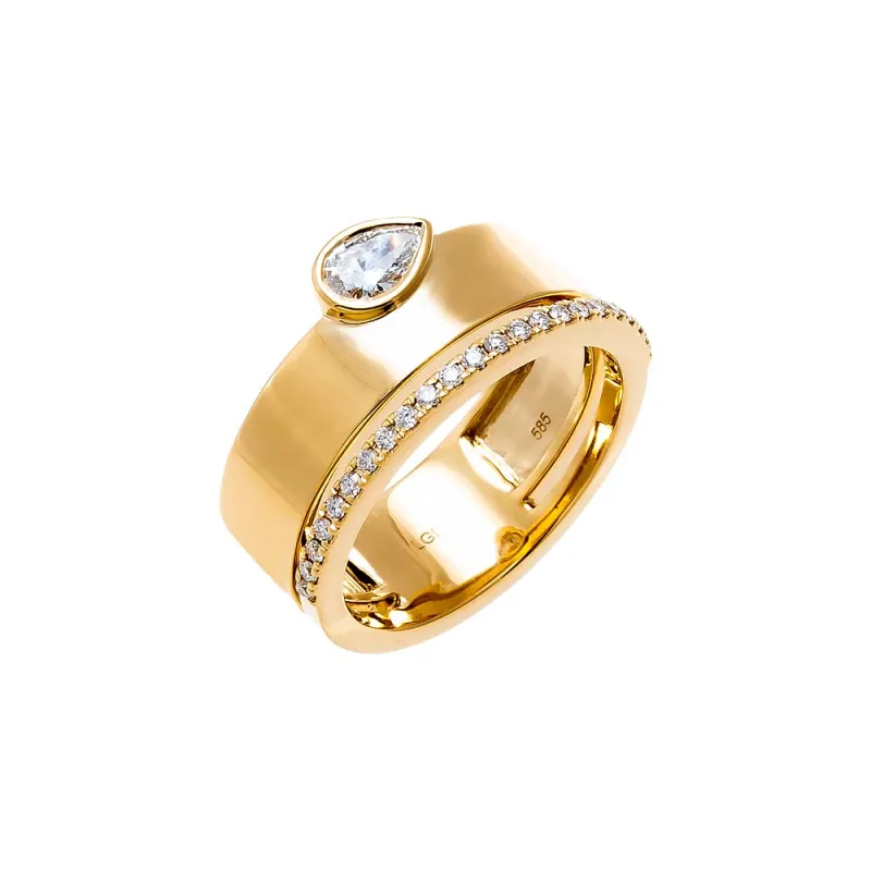 Lab Grown Diamond Pear Wide Band Ring 14K sold by Adina Eden's