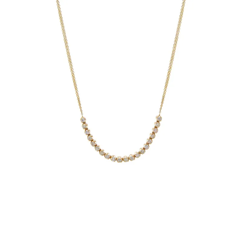 Diamond Bezel Half Tennis Double Chain Necklace 14K sold by Adina Eden's