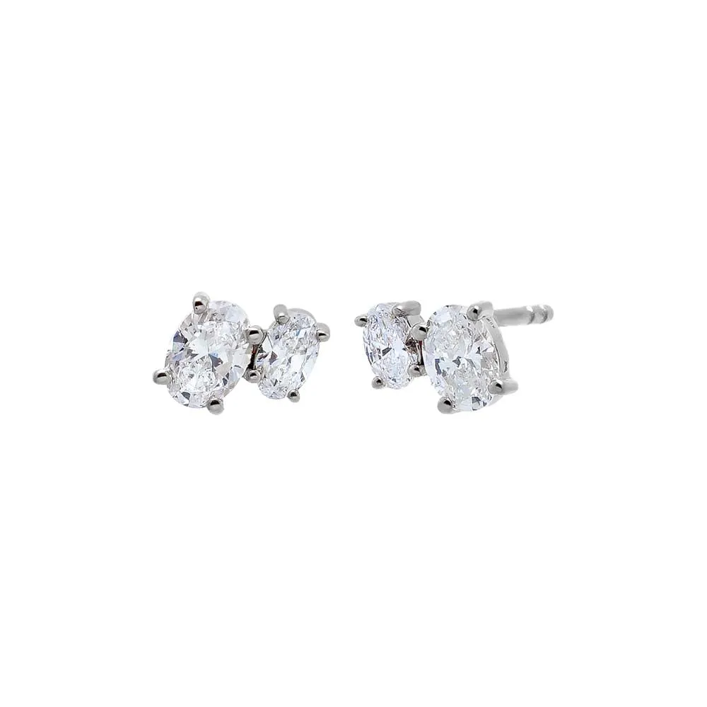 Lab Grown Diamond Double Oval Stud Earring 14K sold by Adina Eden's product image thumbnail 2