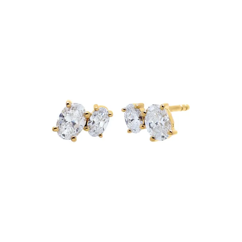 Lab Grown Diamond Double Oval Stud Earring 14K sold by Adina Eden's