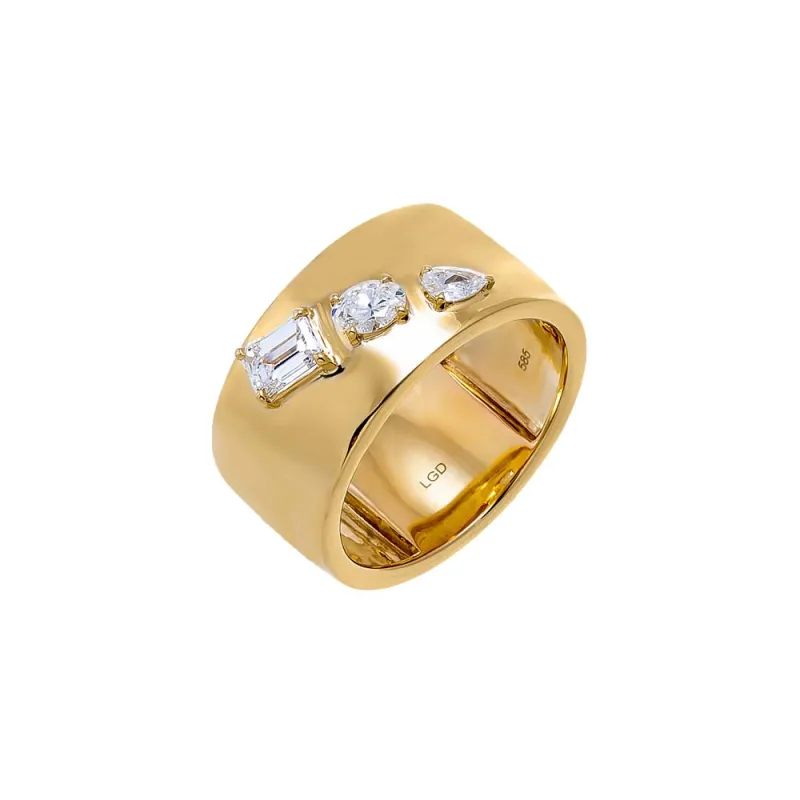 Lab Grown Diamond Graduated Multishape Wide Band Ring 14K sold by Adina Eden's
