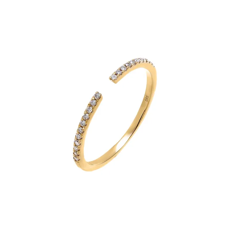 Diamond Pave Dainty Open Ring 14K sold by Adina Eden's