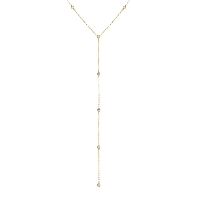 CZ Multil Bezel Station Lariat Necklace sold by Adina Eden's