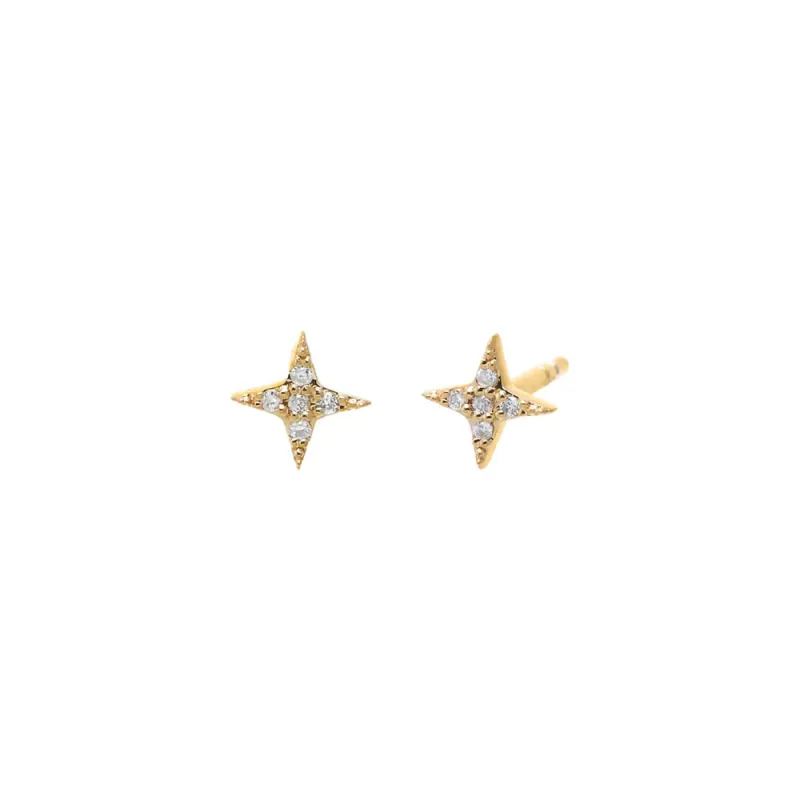 Diamond Set Starburst Stud Earring 14K sold by Adina Eden's