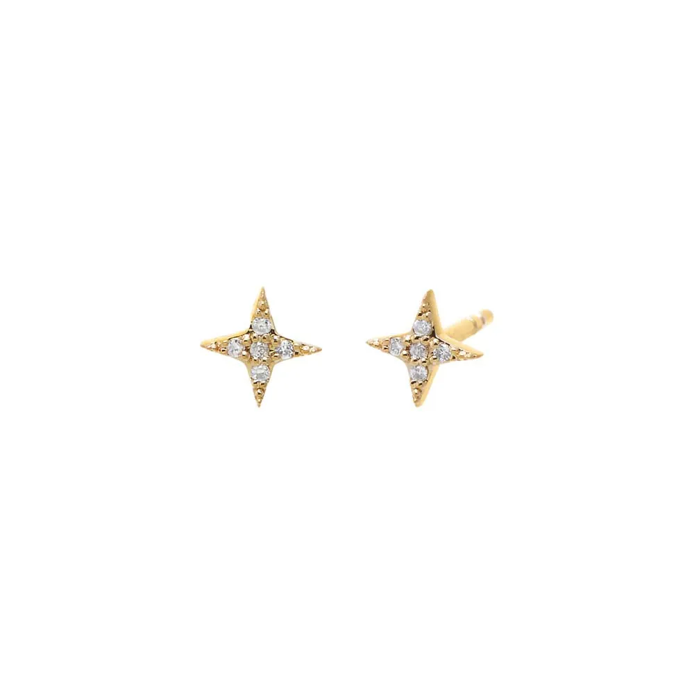 Diamond Set Starburst Stud Earring 14K sold by Adina Eden's