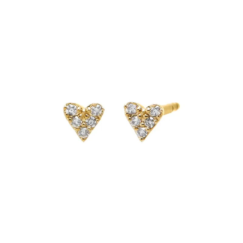 Diamond Set Mini Heart Stud Earring 14K sold by Adina Eden's