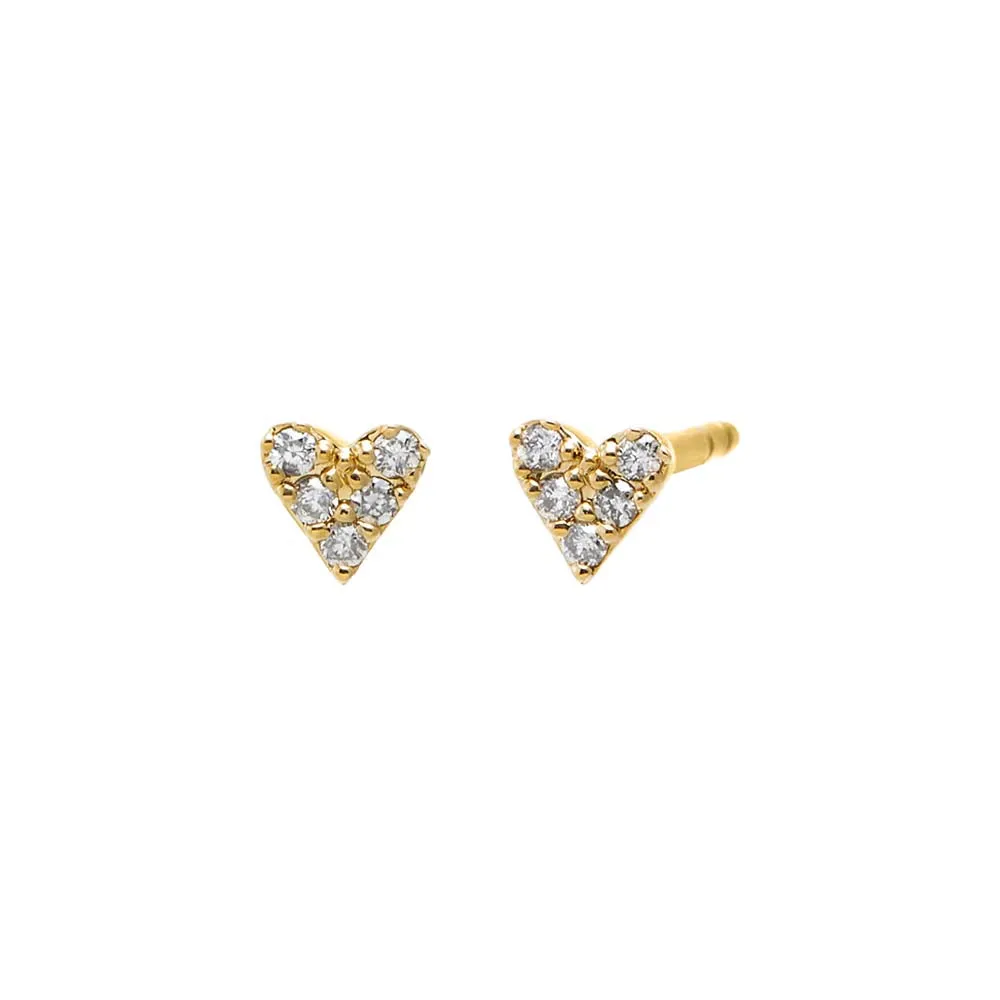 Diamond Set Mini Heart Stud Earring 14K sold by Adina Eden's
