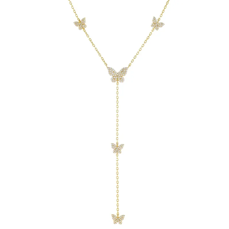 Pavé Butterfly Lariat Necklace sold by Adina Eden's