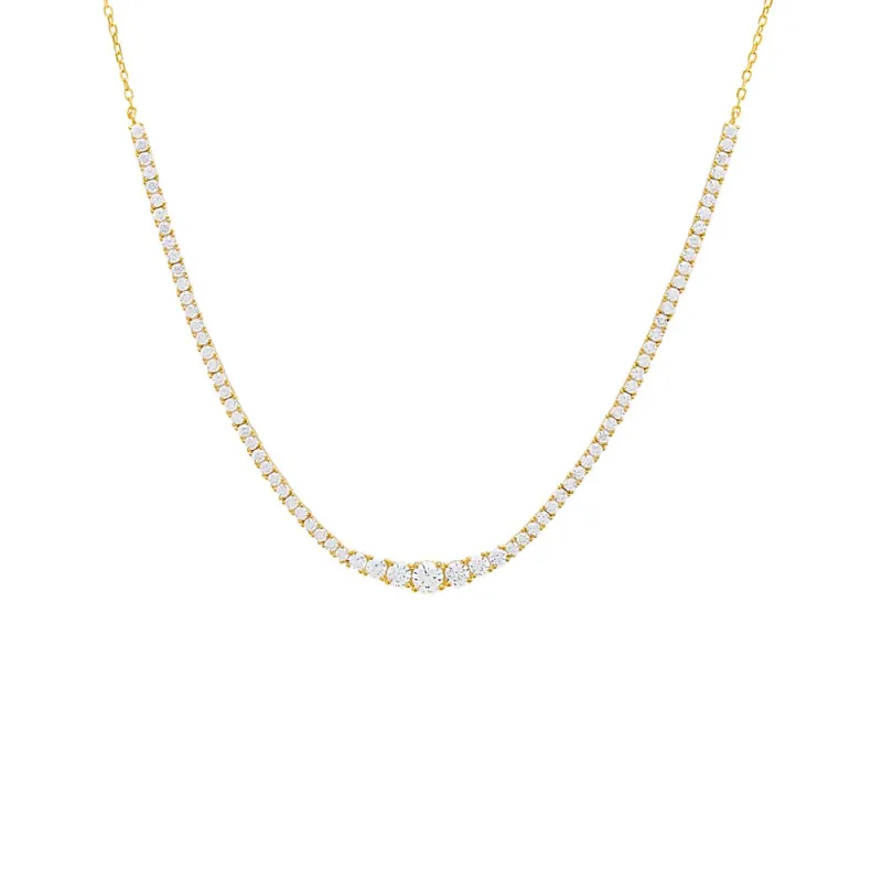 CZ Half Graduated Tennis Necklace sold by Adina Eden's