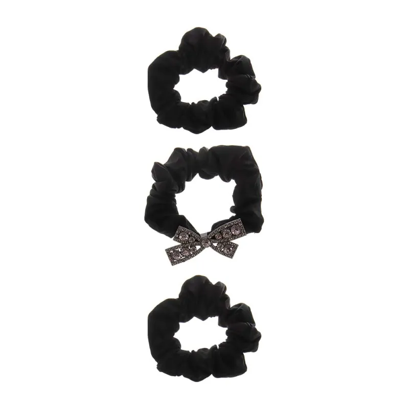 Crystal Bow Accent Black Scrunchie Set sold by Adina Eden's