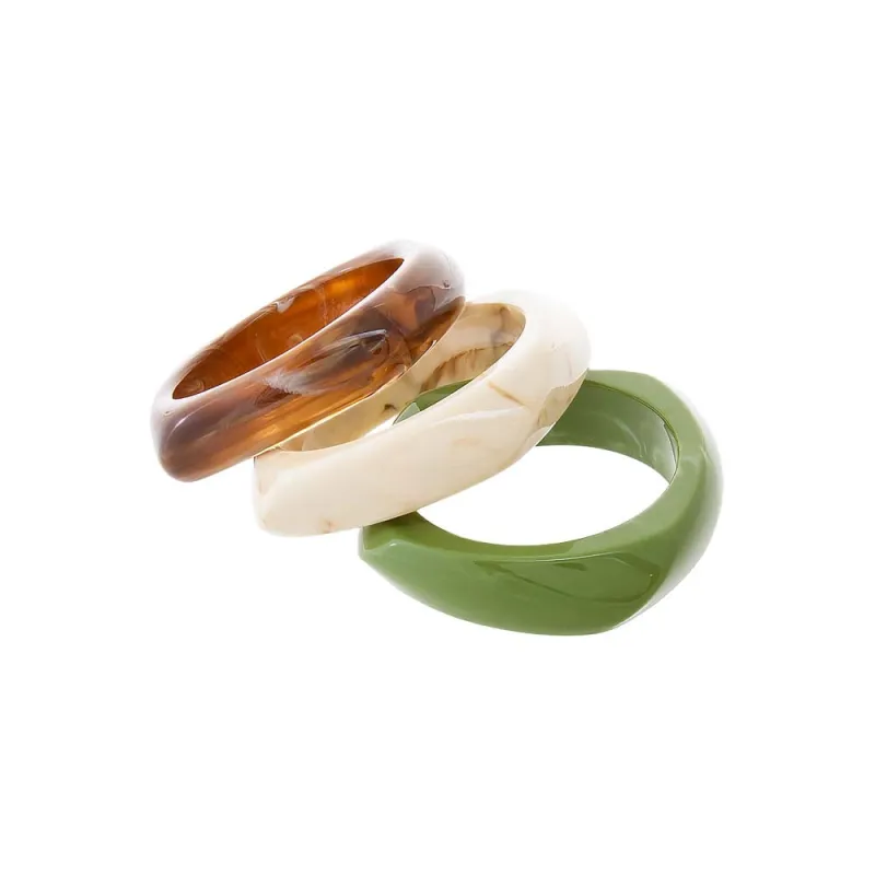 Olive Marble Square Resin Bangle Set sold by Adina Eden's