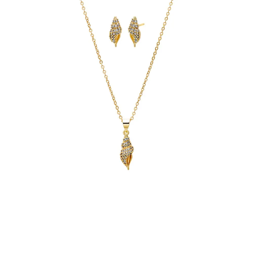 Pave Shell Earring & Necklace Combo Set sold by Adina Eden's