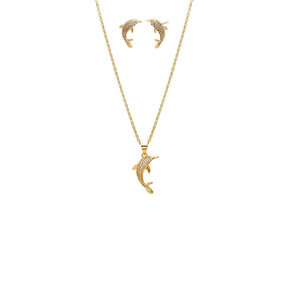Pave Dolphin Earring & Necklace Combo Set sold by Adina Eden's