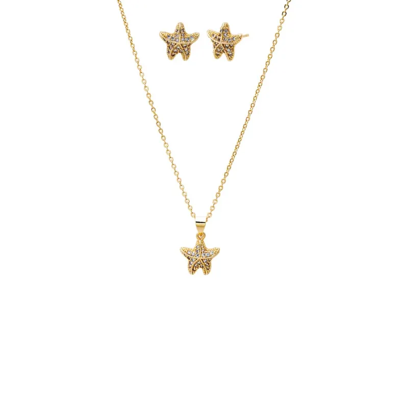 Puffy Star Earring & Necklace Combo Set sold by Adina Eden's