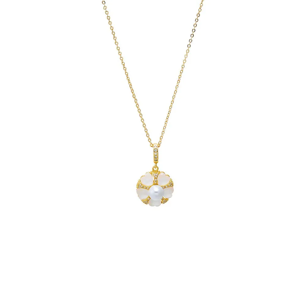 Mother of Pearl Clover Medallion Pendant Necklace sold by Adina Eden's