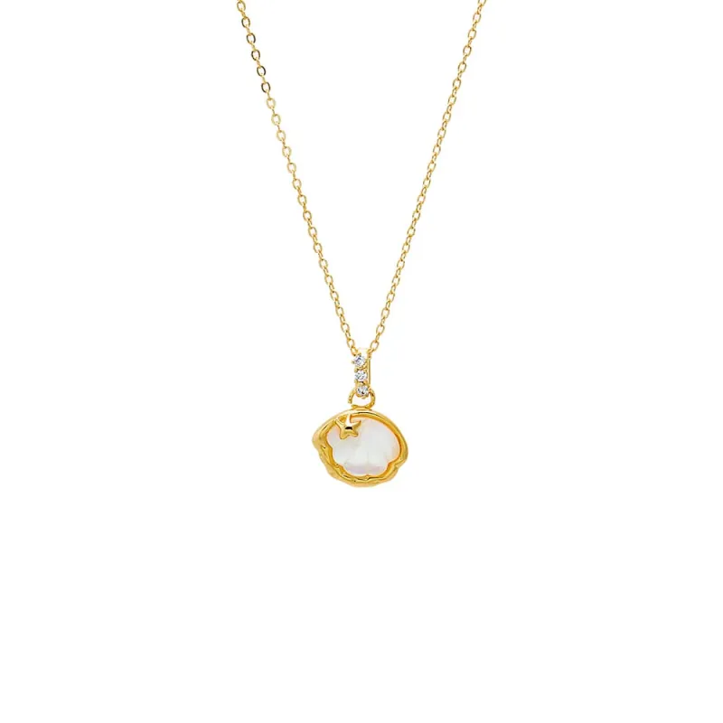 Mother Of Pearl Bezel Shell Necklace sold by Adina Eden's