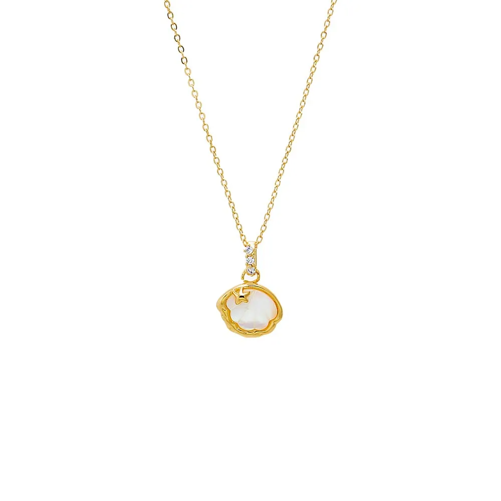 Mother Of Pearl Bezel Shell Necklace sold by Adina Eden's