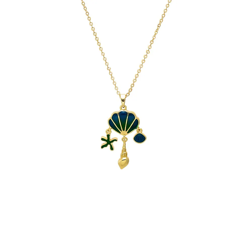 Enamel Seashell Charm Pendant Necklace sold by Adina Eden's