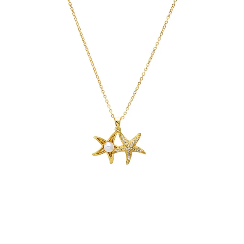 Starfish & Pearl Pendant Necklace sold by Adina Eden's
