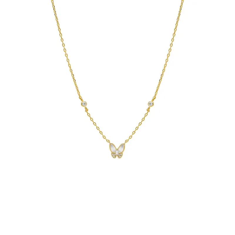 CZ & MOP Butterfly Accent Necklace sold by Adina Eden's