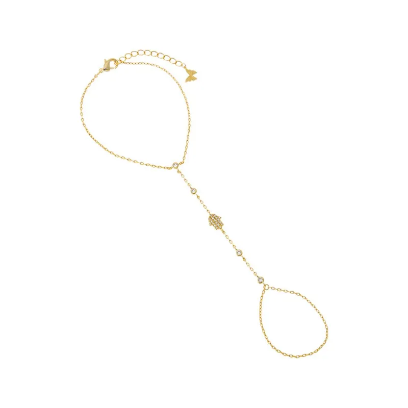 CZ Bezel Hamsa Hand Chain sold by Adina Eden's