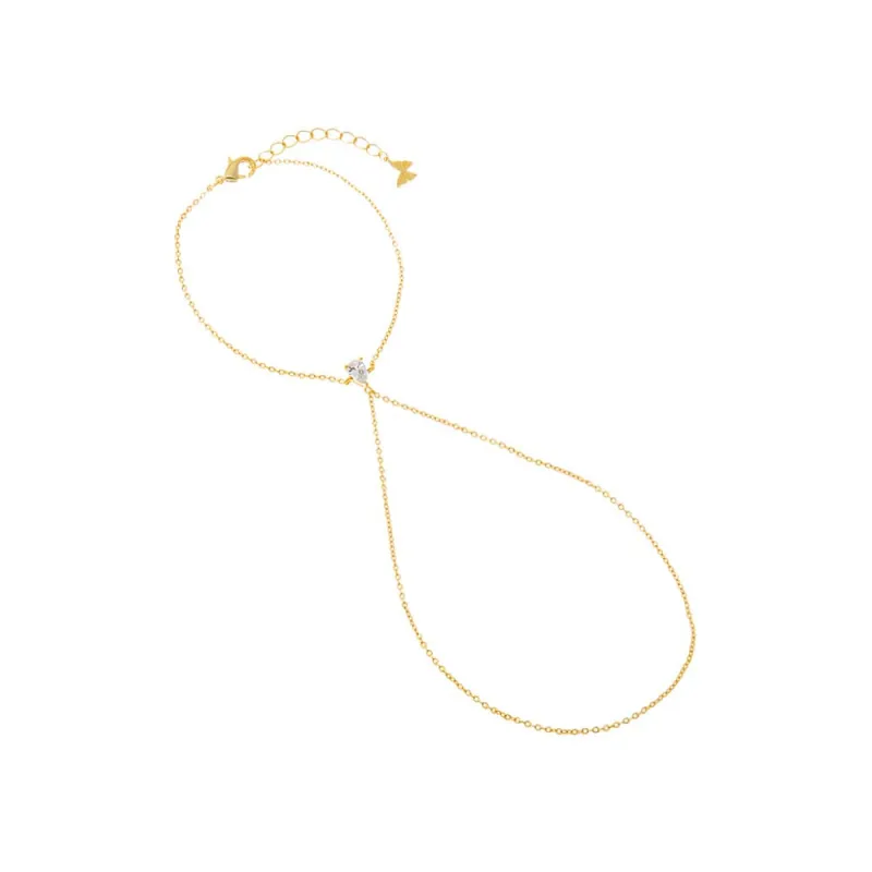 Single CZ Teardrop Hand Chain sold by Adina Eden's