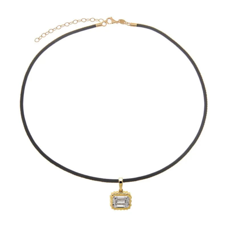 Lab Grown Diamond Emerald Beaded Leather Chain Necklace 14K sold by Adina Eden's