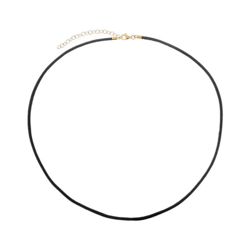 Black Leather Rope Chain Choker Necklace 14K sold by Adina Eden's