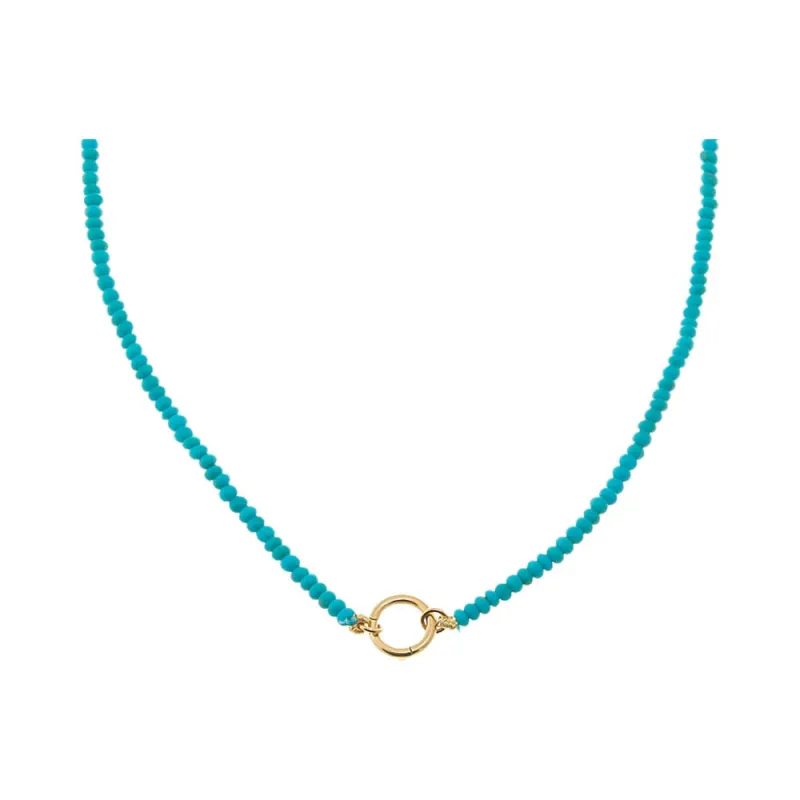 Turquoise Beaded Toggle Charm Necklace 14K sold by Adina Eden's