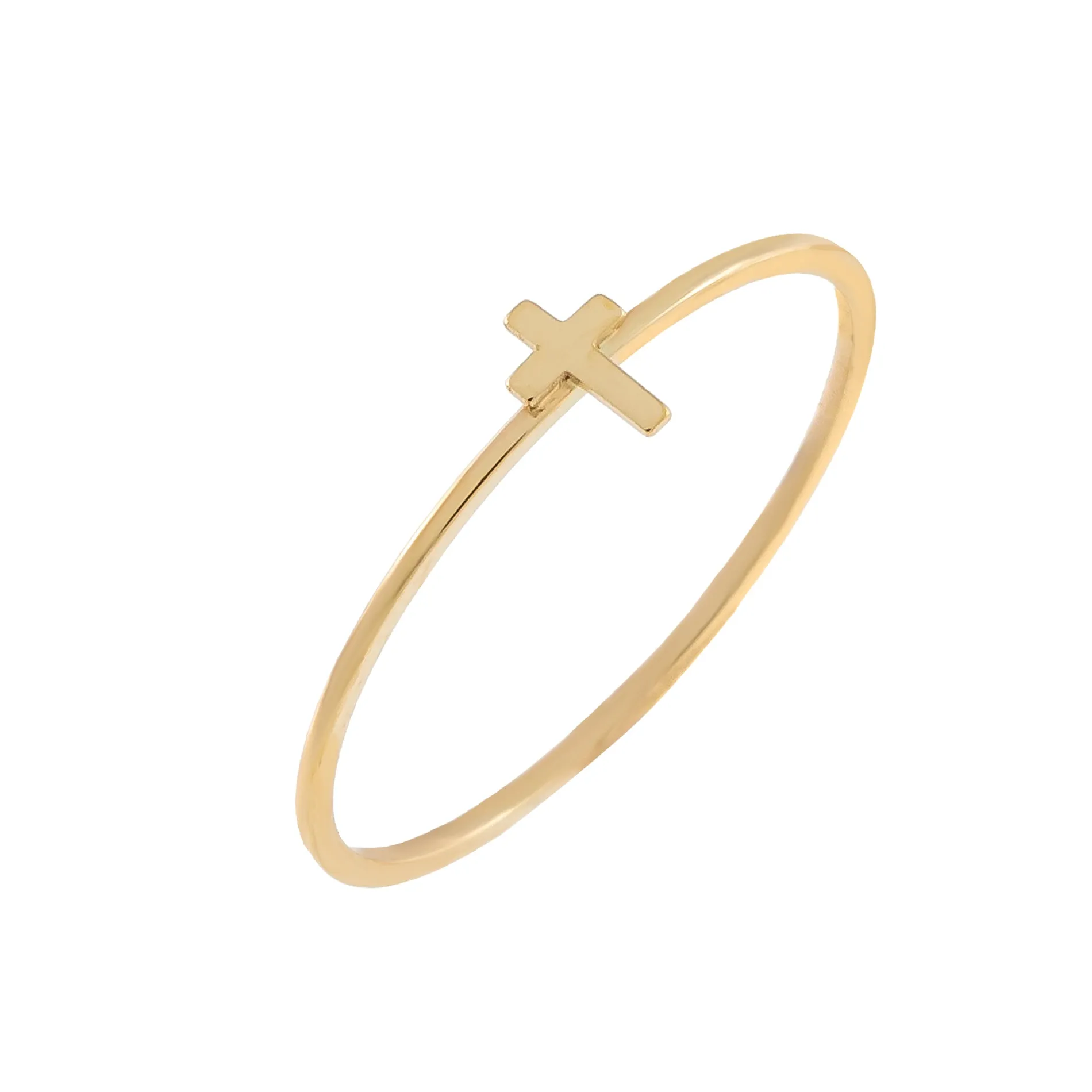 Mini Cross Ring 14K sold by Adina Eden's