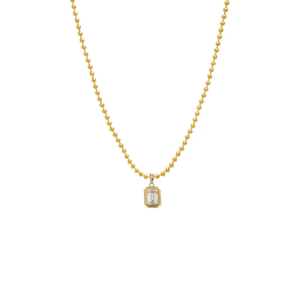 Lab Grown Diamond Emerald Bezel Ball Link Necklace 14K sold by Adina Eden's