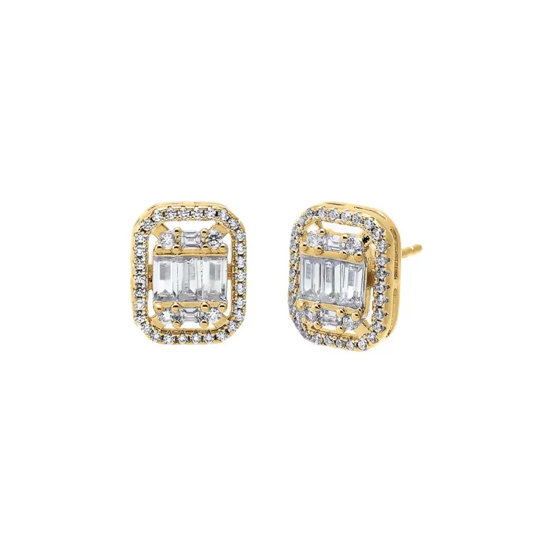 CZ Rectangular Halo Stud Earring sold by Adina Eden's