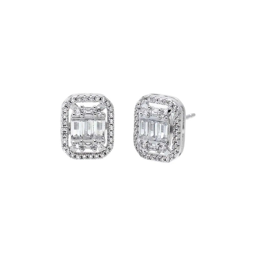 CZ Rectangular Halo Stud Earring sold by Adina Eden's product image thumbnail 3