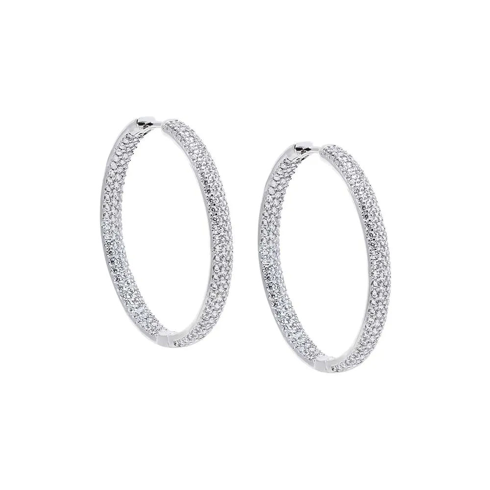 CZ Pavé Medium Hoop Earring sold by Adina Eden's product image thumbnail 3